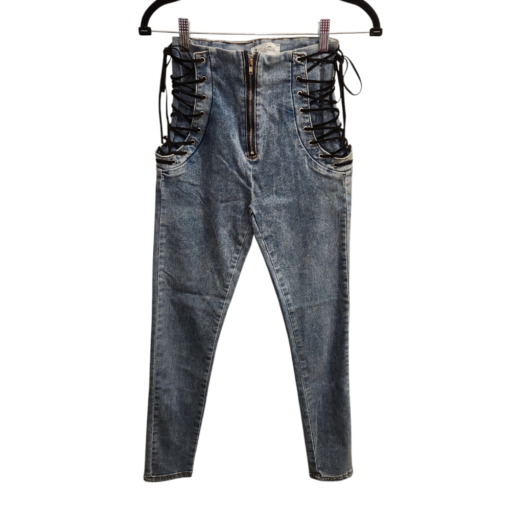 Mailinniao high waist lace up skinny jeans size small